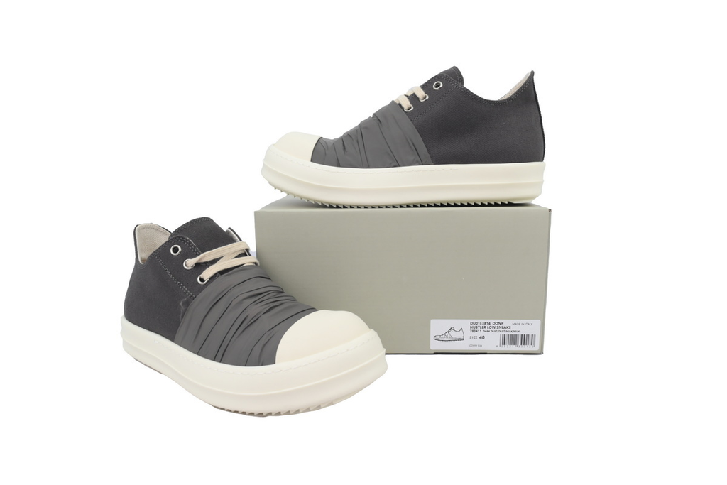 Rick Owens Wrap-Panel Low-Top Sneakers – Grey & Black