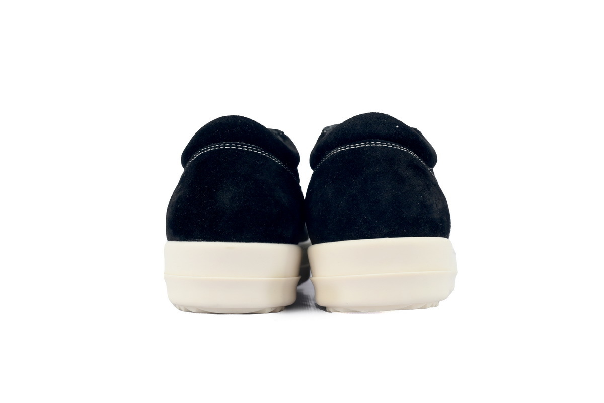 Rick Owens Suede Vintage Low-Top Sneakers – Black, Milk & White
