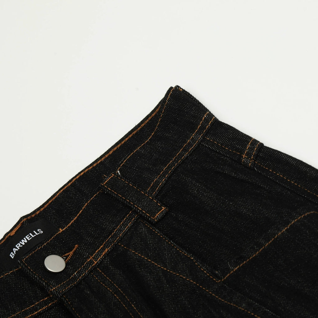 Fashion workwear jeans high street embroidery loose wide pants