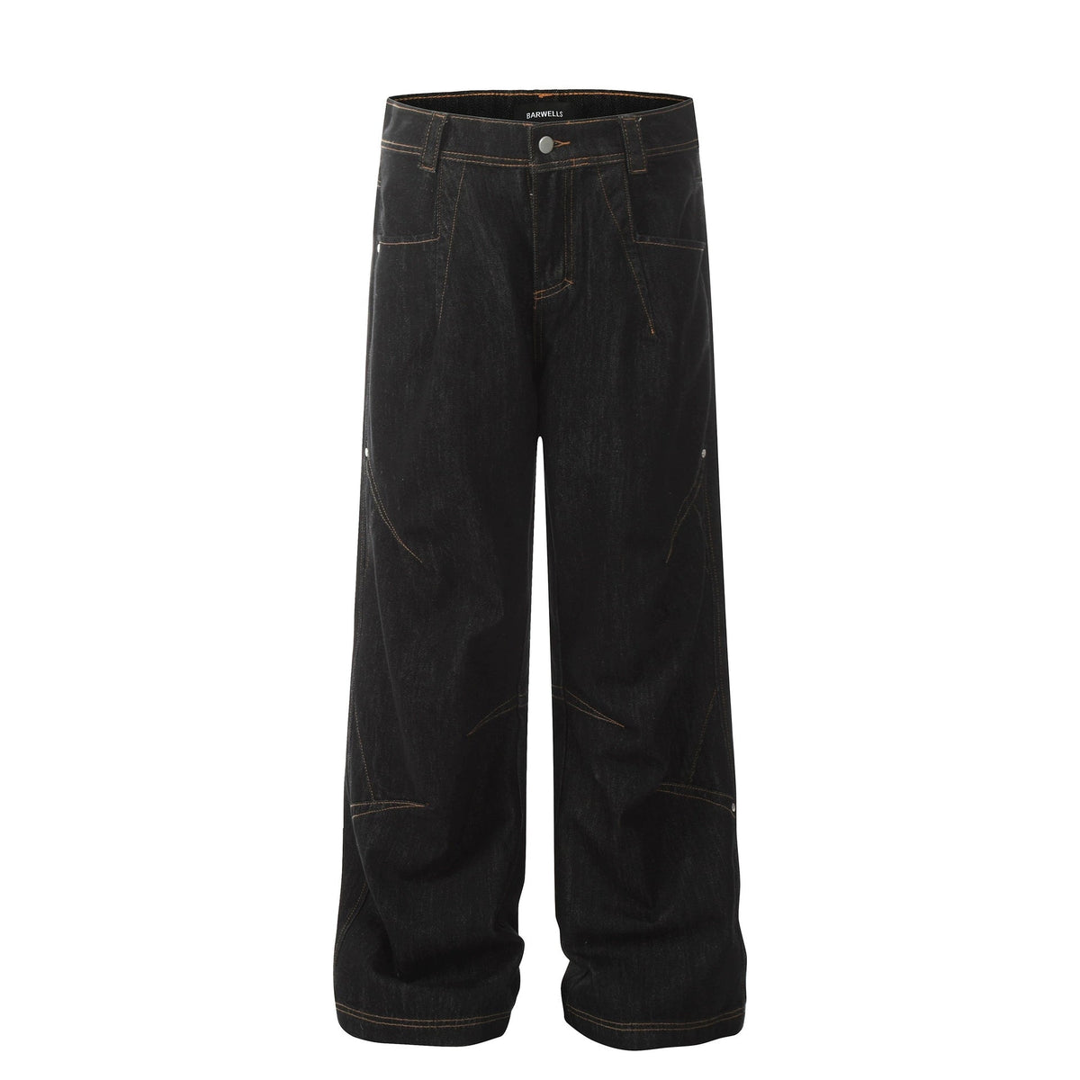 Fashion workwear jeans high street embroidery loose wide pants