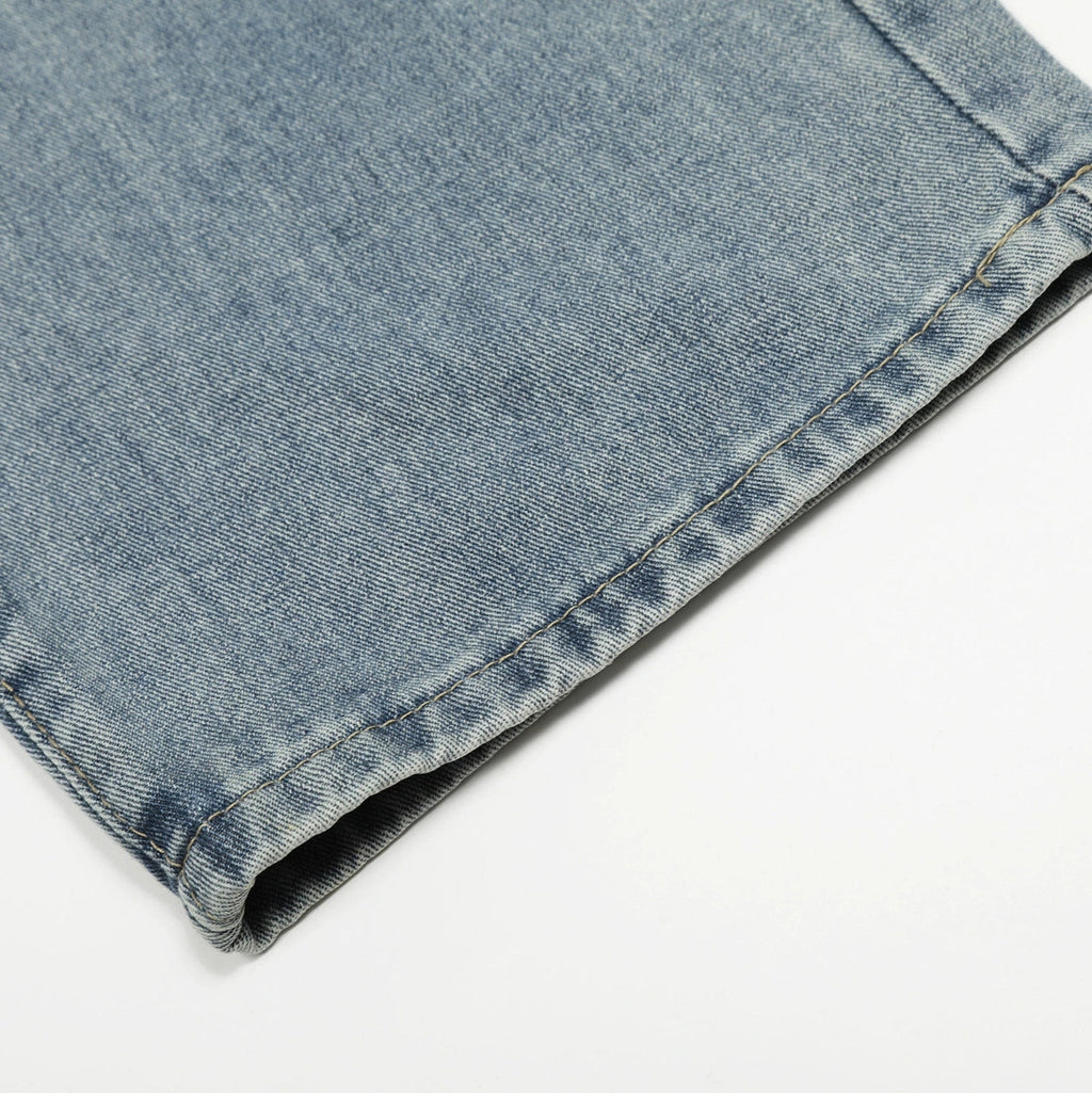 Fashion workwear jeans high street embroidery loose wide pants