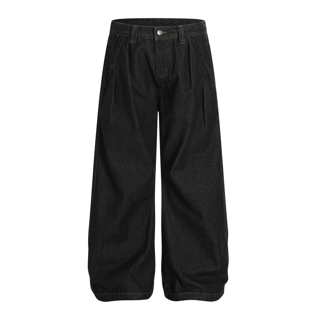 Fashion workwear jeans high street embroidery loose wide pants