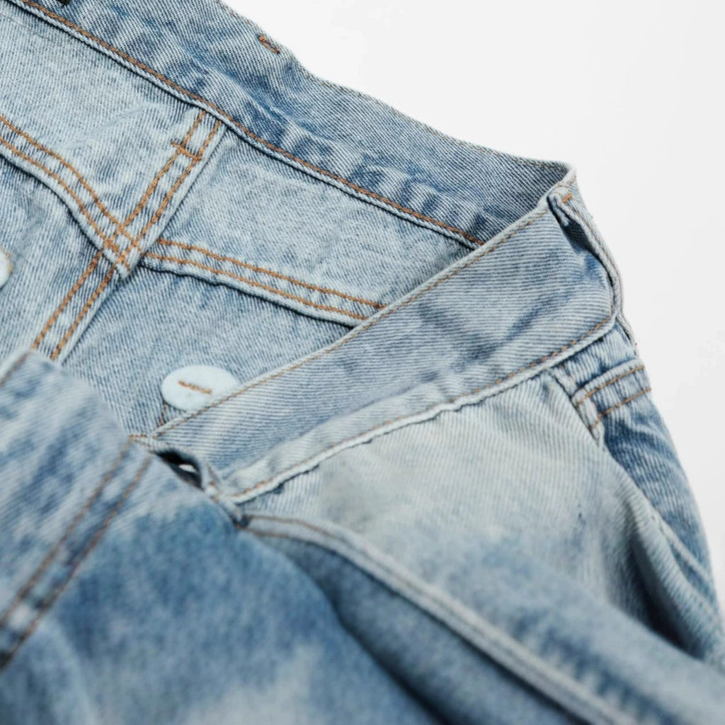 Fashion workwear jeans high street embroidery loose wide pants