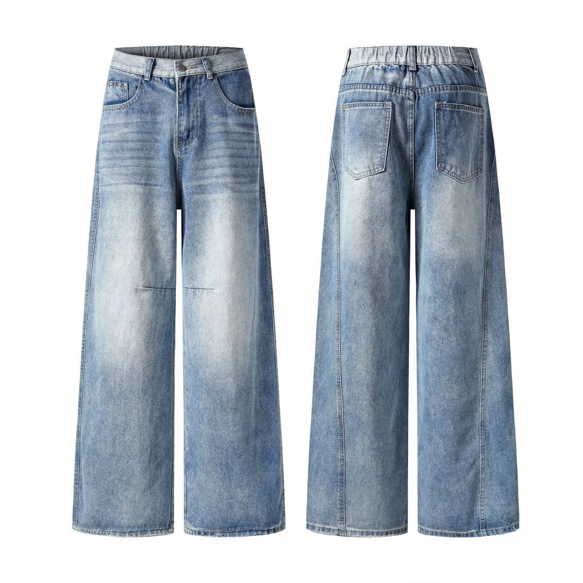 Fashion workwear jeans high street embroidery loose wide pants