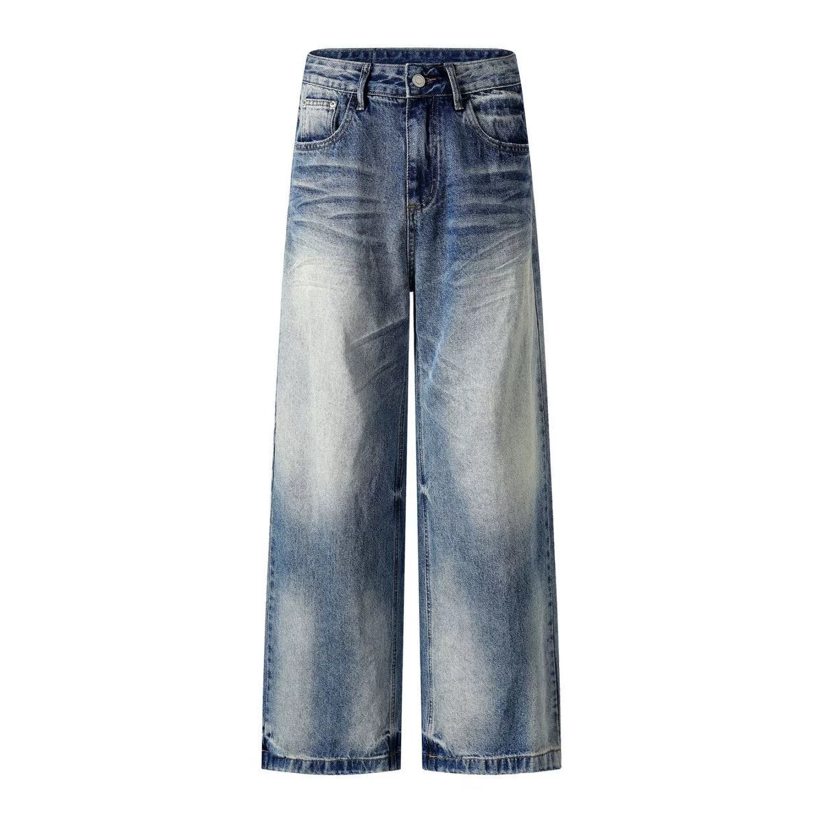 Fashion workwear jeans high street embroidery loose wide pants