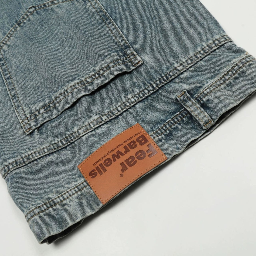 Fashion workwear jeans high street embroidery loose wide pants