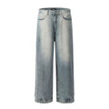 Fashion workwear jeans high street embroidery loose wide pants