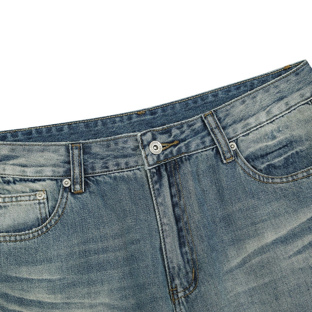 Fashion workwear jeans high street embroidery loose wide pants
