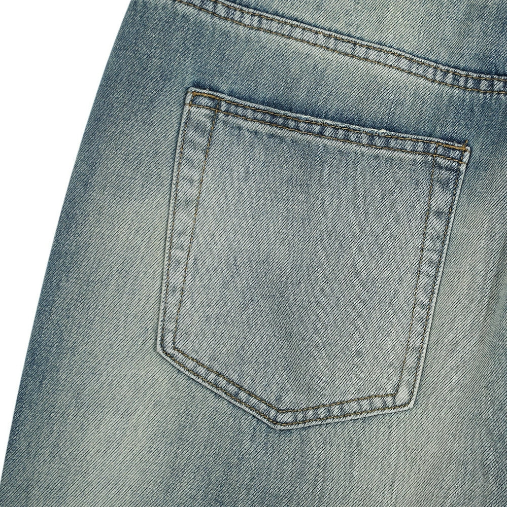 Fashion workwear jeans high street embroidery loose wide pants