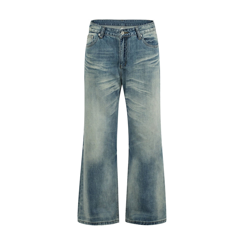 Fashion workwear jeans high street embroidery loose wide pants