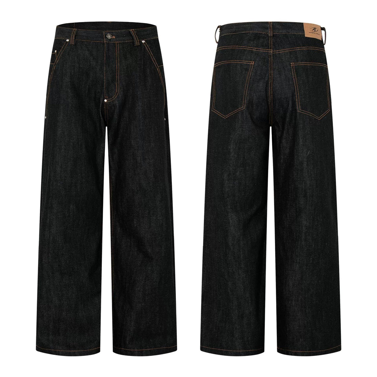 Fashion workwear jeans high street embroidery loose wide pants