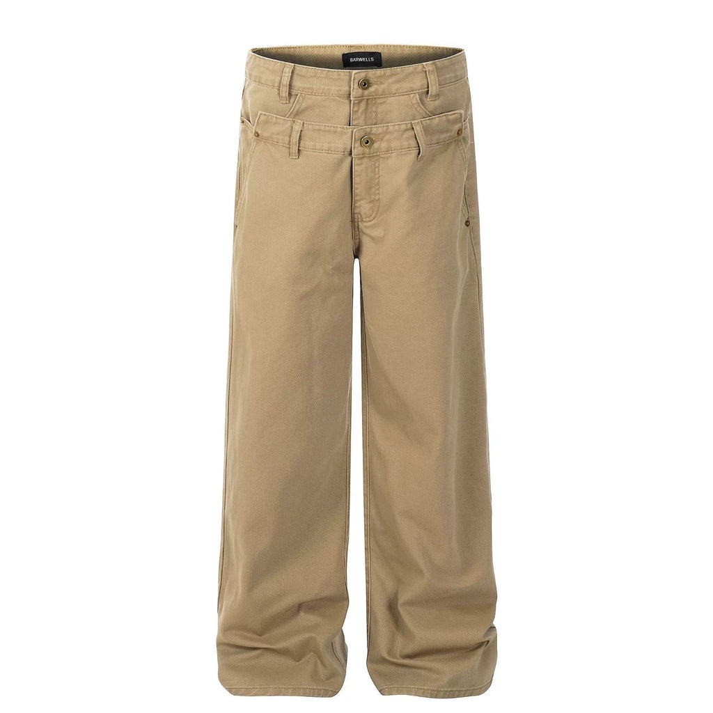 Fashion workwear jeans high street embroidery loose wide pants