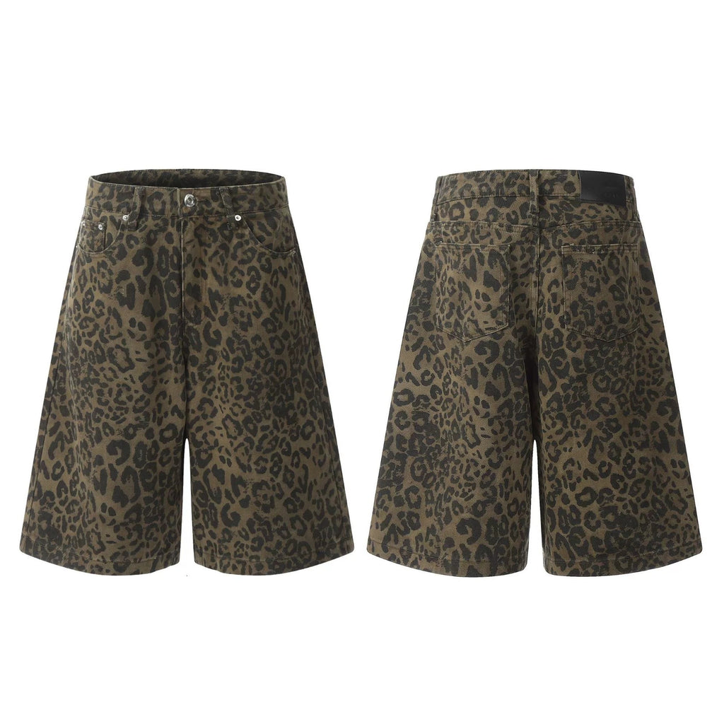 Fashion sports loose leopard print shorts