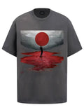Fashion printed solid color T-shirt