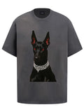 Fashion printed solid color T-shirt