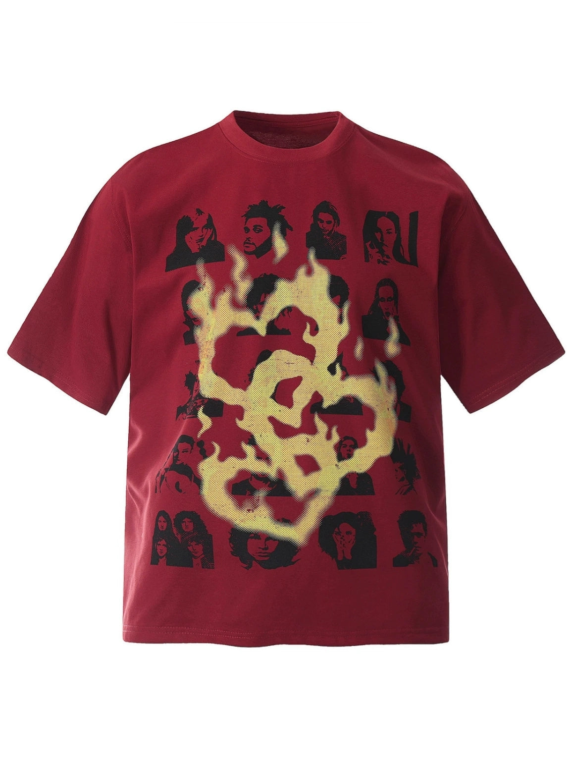 Fashion printed solid color T-shirt