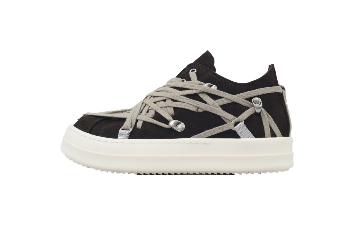 Rick Owens Wrap-Lace Low-Top Sneakers – Black & Cream