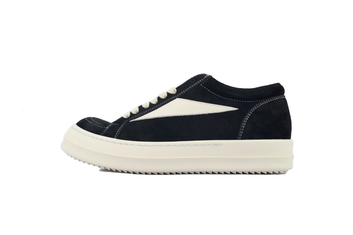 Rick Owens Suede Vintage Low-Top Sneakers – Black, Milk & White