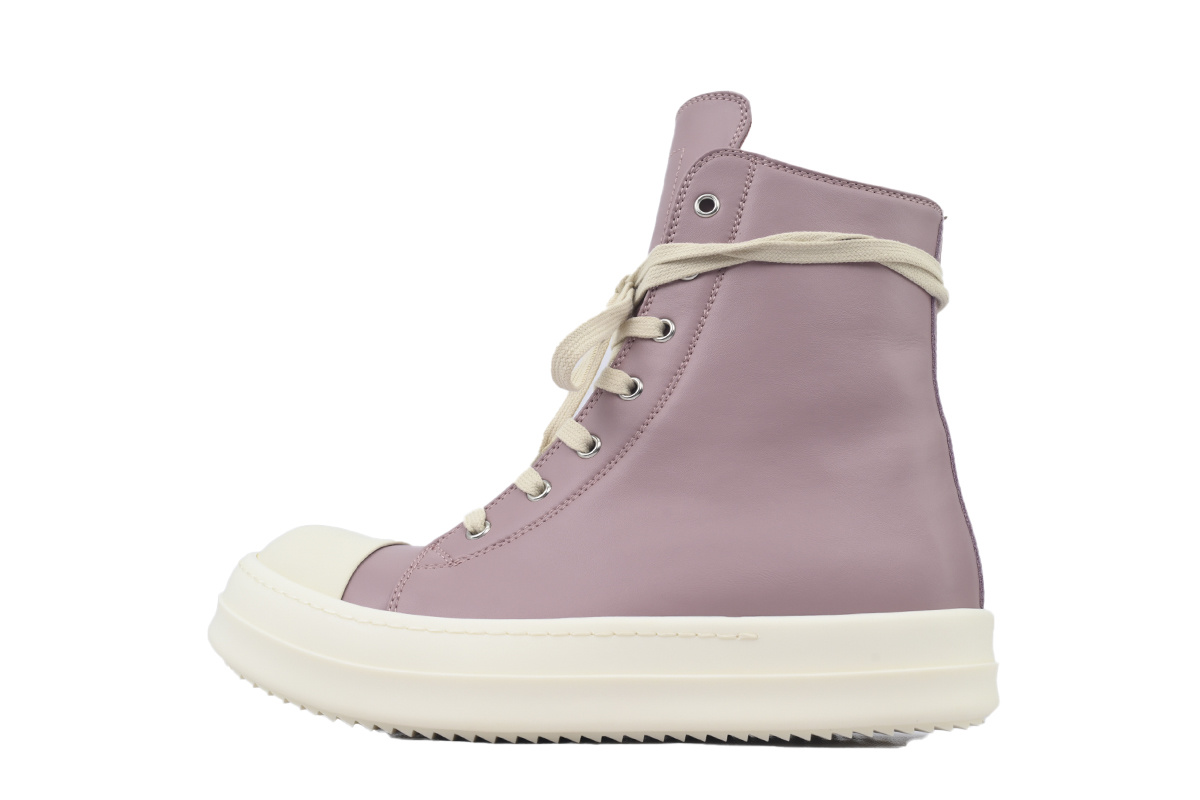 Rick Owens Side-Zip High-Top Sneakers – Dusty Pink & Cream