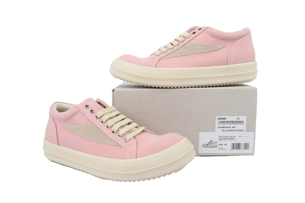 Rick Owens Women’s EDFU Vintage Low-Tops – Faded Pink