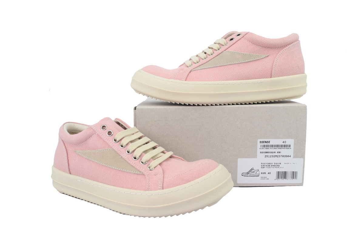 Rick Owens Women’s EDFU Vintage Low-Tops – Faded Pink