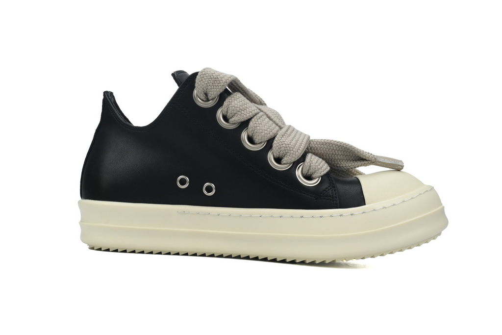 Rick Owens Rope-Lace Low-Top Sneakers – Black & White