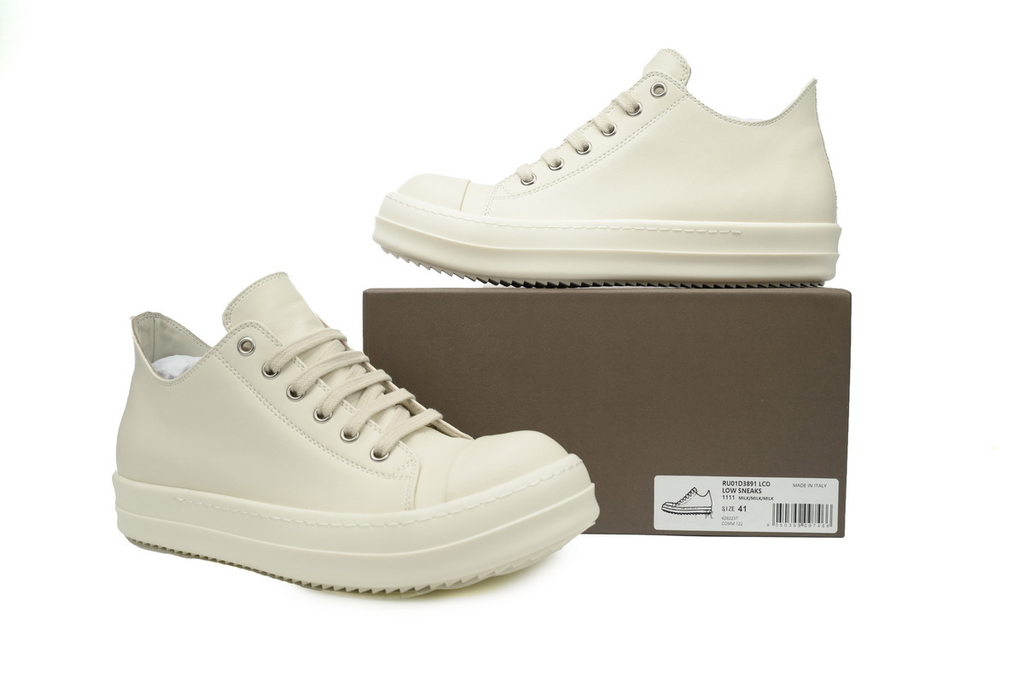 Rick Owens RO Low-Top Sneakers – White