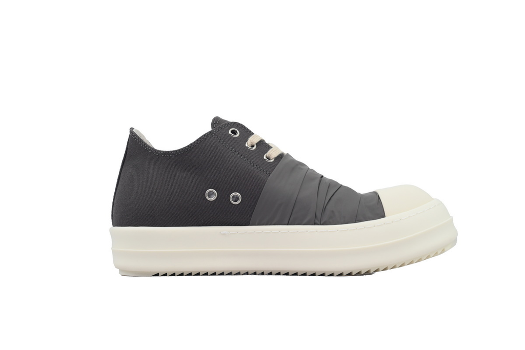 Rick Owens Wrap-Panel Low-Top Sneakers – Grey & Black