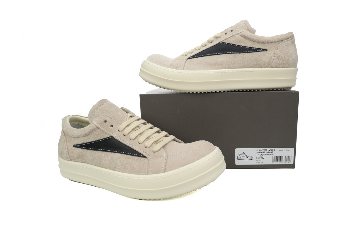 Rick Owens Women’s Luxor Vintage Low Sneakers – Milk & Black