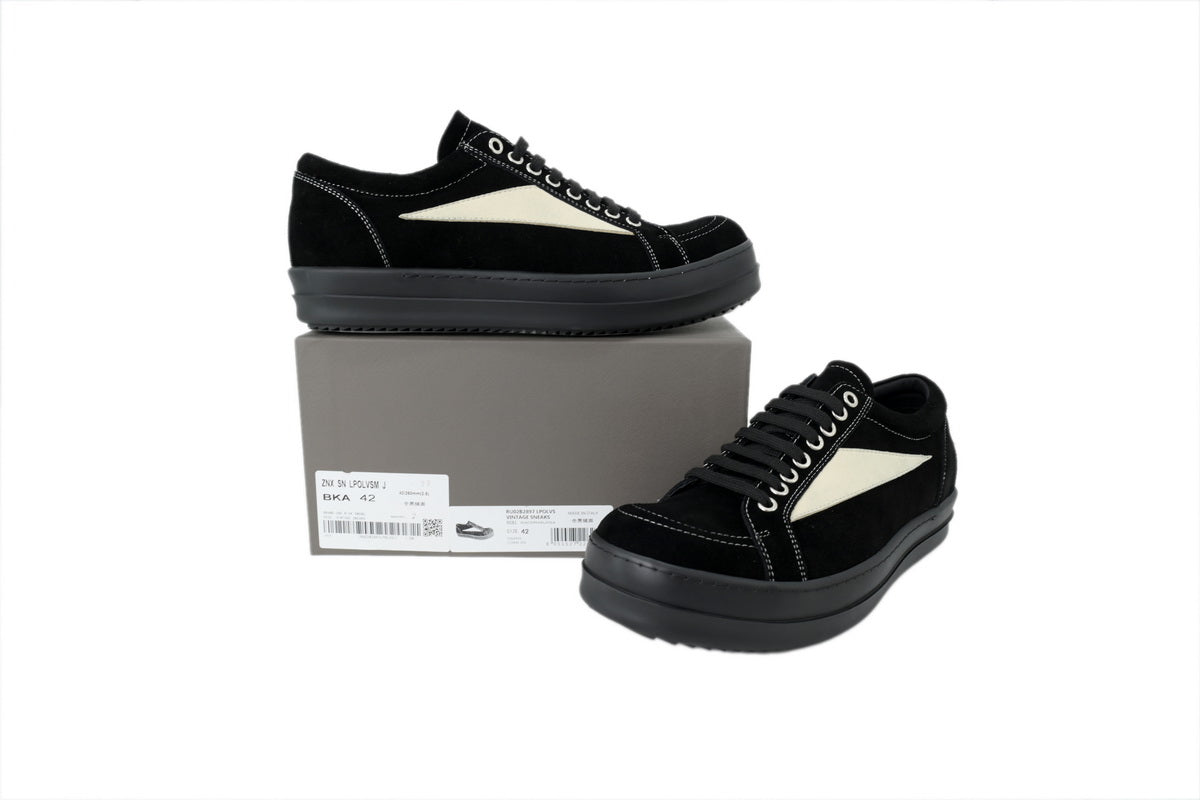 Rick Owens Strobe Vintage Low-Top Sneakers – Black