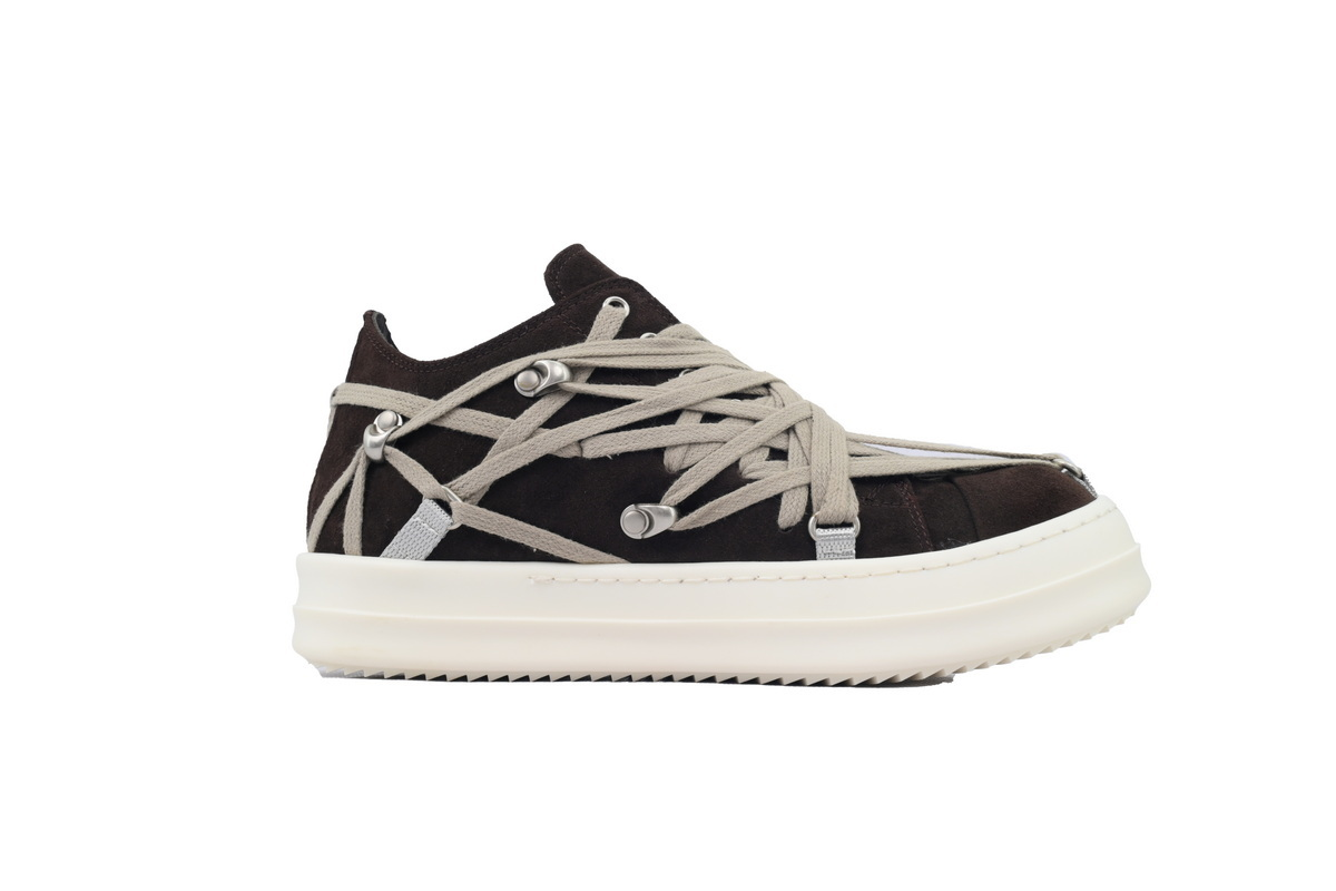 Rick Owens Wrap-Lace Low-Top Sneakers – Black & Cream