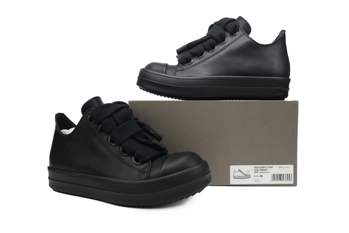 Rick Owens RO Oversized Lace Low-Top Sneakers – Black